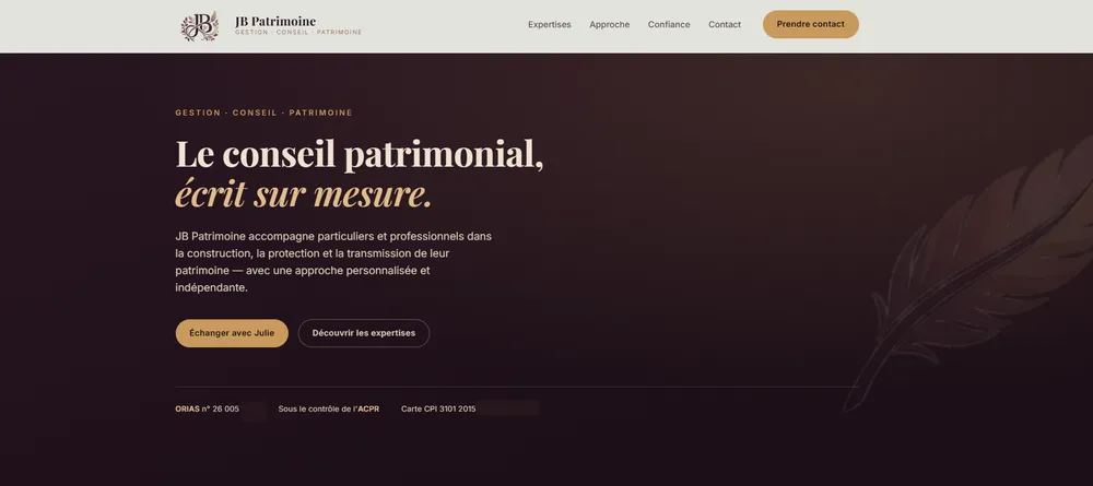 Site vitrine JB Patrimoine, conseil en gestion de patrimoine