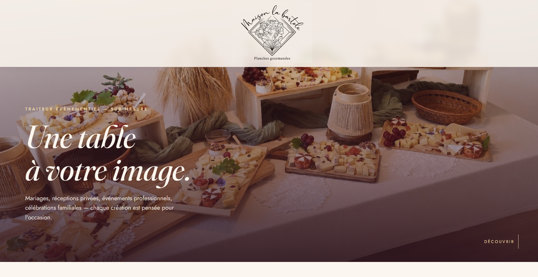 Site vitrine Maison La Bartole, traiteur événementiel