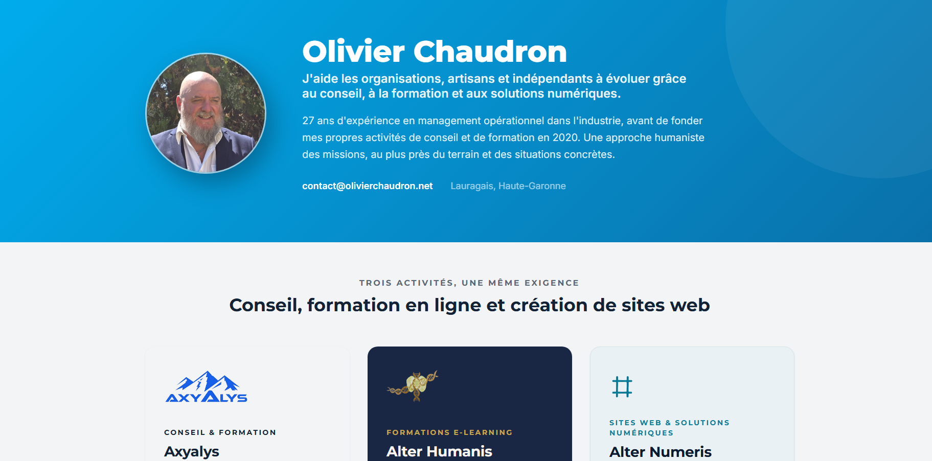 Site personnel d'Olivier Chaudron, hub des activités